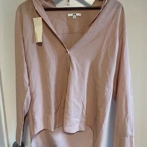 Uniqlo Easy Care Rayon Light Pink Long Sleeved Blouse Shirt Size S